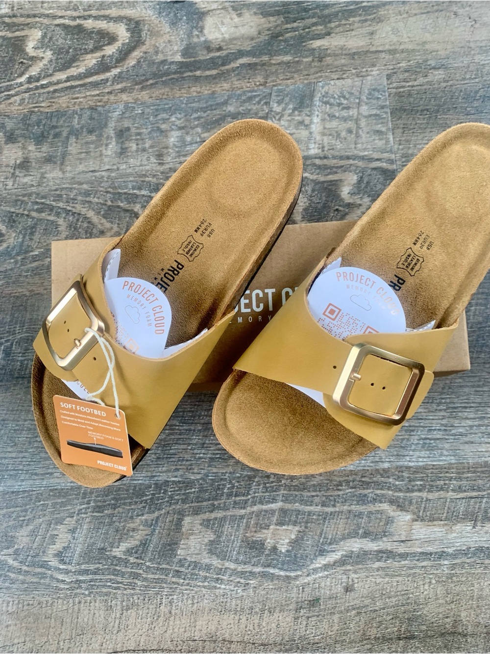 Women’s Project Cloud Boho Suede Mustard  Slide Sandals with Gold Buckle